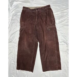 Nesi AG Brown Corduroy Cargo Pants Mens 34x27 Wide Wale Cotton Raw Hem Vintage